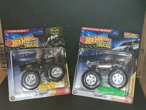 HOT WHEELS MONSTER TRUCKS-BATMAN BATMOBILE & BACK TO THE FUTURE TIME MACHINE - Picture 1 of 13