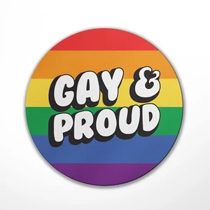 Round Mouse Mat - Gay and Proud LGBTQ Pride Rainbow Flag Office Gift #81943 - Picture 1 of 2