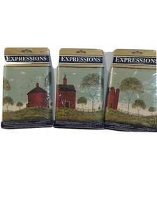 3 NEW EXPRESSIONS WALLPAPER TRIM FARM BARN 15 Yrds Total Round Red Barn scene - Picture 1 of 5