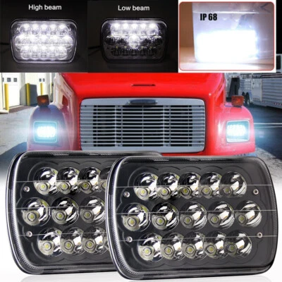 Pair 7x6 5x7 Sealed LED Headlights For Freightliner FL50/60/70/80/112 MT35/45/55 - Image 1 of 4