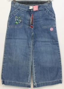 NEW 2006/05 Gymboree Prep Club Denim Jeans 10 Spring Tulip Flower Wide Leg Capri - Picture 1 of 6