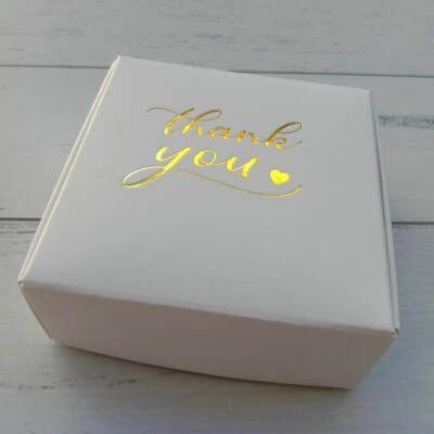 30 White Gold Foil Wedding Party Favour Box Personalised Gift Candy Thank youBox - image 1 of 4