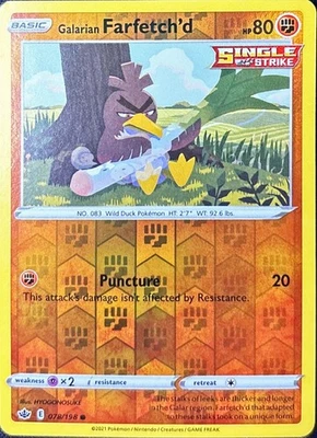 Galarian Farfetch'd 078/198 Swsh06: Sword & Shield - Chilling Reign Reverse Holo - Image 1 of 2