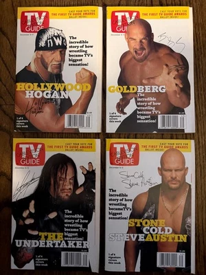 WWF TV Guide Complete 4 Issue Set, December 98 WWF vs WCW Hulk Hogan, Stone Cold - Image 1 of 2