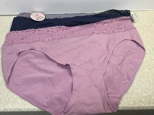 Bali Xl 3 Pack Panties Underwear Women Pink Blue Purpl Super Soft Lace Waistband - Picture 1 of 4