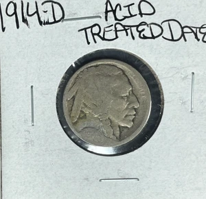 1914-D BÜFFELNICKEL ~SÄUREBEHANDELTES DATUM ~ALTE MÜNZE~ - Bild 1 von 2