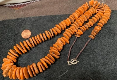 Huge orange color Howlite disc bead necklace/28" /(z176-w6) - Image 1 of 2