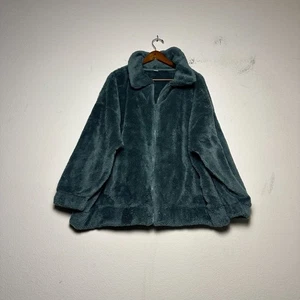 Old Navy Coat Jacket Men L Faux Fur Fleece Zip Up Green Outerwear Gorp Winter - Picture 1 of 14