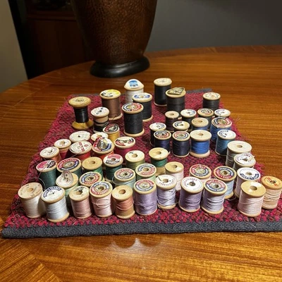 Lot Of 56 Wood Spools Of Thread | Variety Of Brands | Most Are Cotton - Image 1 of 4