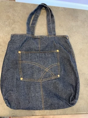 Denim Blue Jean Tote Bag w/ Front Pocket - Image 1 of 4