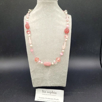 Lia Sophia, perlas de agua dulce, vidrio artístico 19"+3, en caja original  Foto 1 de 4