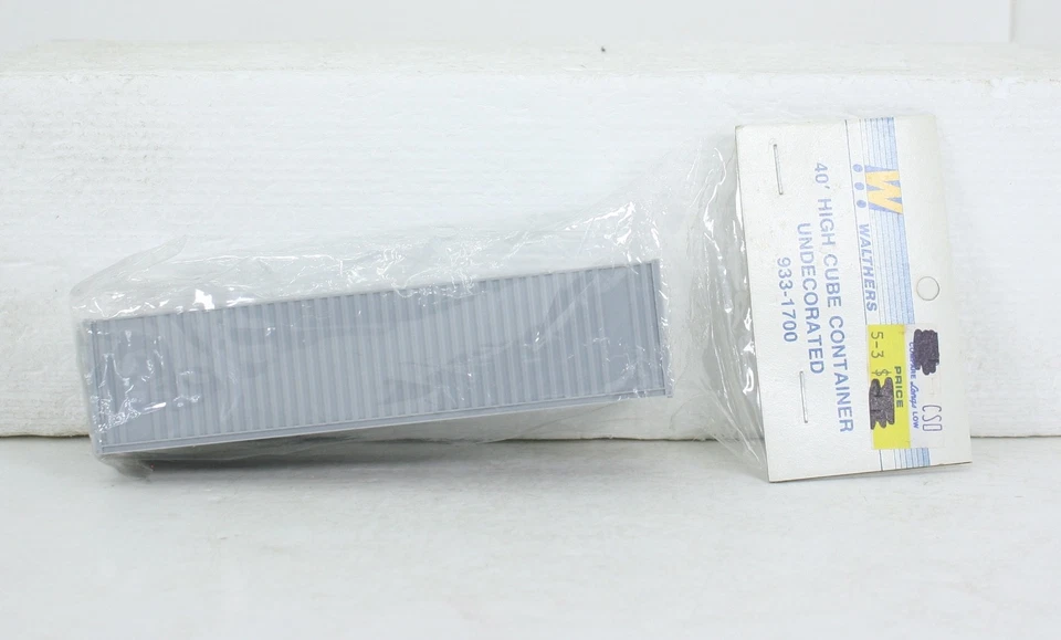 Высокий кубический контейнер HO Scale Walthers 933-1700 40 футов неукрашенный серый - Изображение 1 из 1