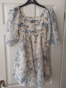 Abercrombie And Fitch Floral Chiffon Lined Flute Sleeved Mini Dress Small Bnwt - Picture 1 of 4