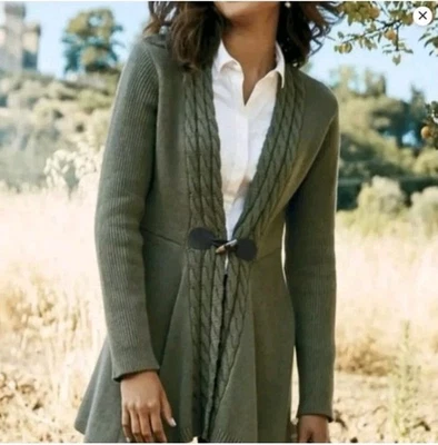 Cárdigan suéter tejido con cable 2X Soft Surroundings verde oliva Delacroix para mujer Foto 1 de 4