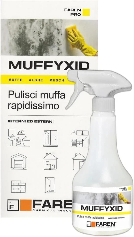 Faren Muffyxid Spray Antimuffa Elimina rimuovi Muffa Alghe Licheni 500ml - Immagine 1 di 2
