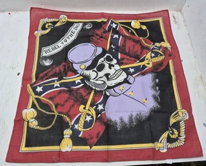 Vintage Bandana Taschentuch Rebell to the End Flagge Soldat Krieg Biker Motorrad - Bild 1 von 2