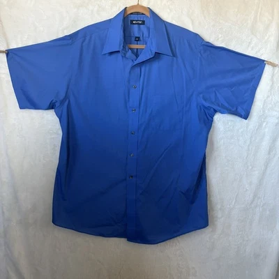 Camisa Puritan azul liso abotonada manga corta adulto hombre talla XL grande Foto 1 de 4