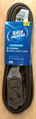 Total Home - Cable de extensión de 9 pies y 3 salidas - Marrón Foto 1 de 2
