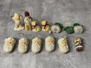 Lot 13 TEENA FLANNER Mini Glittered Ornaments MIDWEST Retired Santa Mittens Snow - Picture 1 of 8