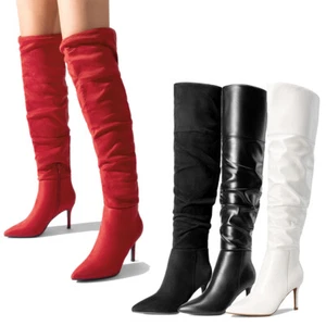 \Women's Over The Knee High Heels Boots Thigh High Pointed Toe Boots Party Boots - Picture 1 of 12