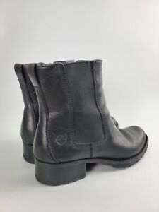 Vintage Timberland Pull On womens Black Leather Ankle Boots Size 10 Chelsea 