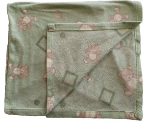 Beansprout Green Baby Blanket Lovey Teddy Bears Fleece Security Crib Swaddle - Picture 1 of 7