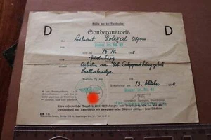 interessanter alter Sonderausweis D für Dienstreisen - 1940 Pio.Ers.Batl 82 - Picture 1 of 4