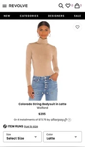 Traje de cuerda Wolford Colorado en latte totalmente nuevo XS cuello de tortuga neutro - Imagen 1 de 8