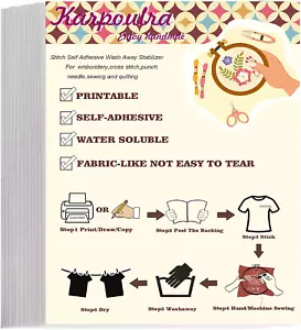 6 Sheets 8.5"X11" Sticky Water Soluble Embroidery Stabilizer, Dissolvable Printa - Picture 1 of 7