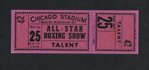 RARE 1956 Chicago boxing ticket LOGART BLACK SMITH COLES KING EARLE CRAIG POWELL Cover