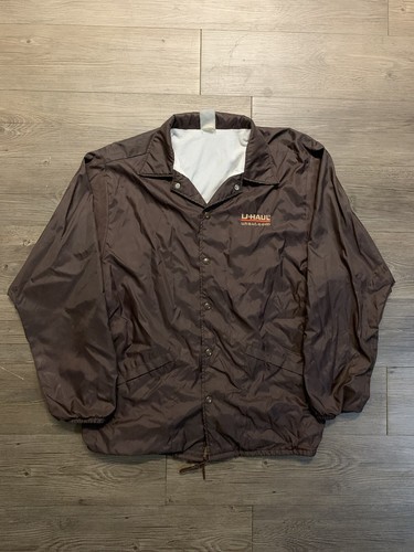 VETEMENTS Giacca da lavoro uniforme U Haul marrone vintage taglia L anni 90 giacca a vento nylon allenatori