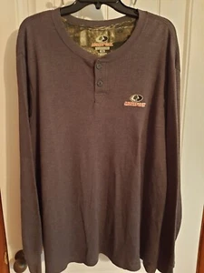 Mossy Oak Gray Thermal Long Sleeve Shirt 2 Button Pullover Men XXLarge (2XL)-NEW - Picture 1 of 3