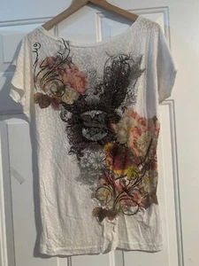 Top In Vein Blanco Textura Brillante Quemado Talla M Nuevo Sin Etiquetas - Imagen 1 de 6