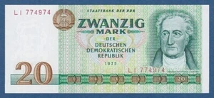 GERMANY - DEMOCRATIC REPUBLIC -- 20 MARK ( 1975 ) -- UNC -- PICK 29a . - Picture 1 of 2