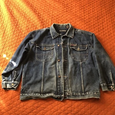 Jaqueta caminhoneiro jeans vintage anos 90 Pelle Pelle masculina XL desgastada hip hop folgada - Imagem 1 de 4