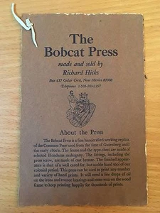 BOBCAT PRESS Richard Hicks NEW MEXICO PRIVATE PRESS TRADE CATALOG TYPOGRAPHY - Picture 1 of 8