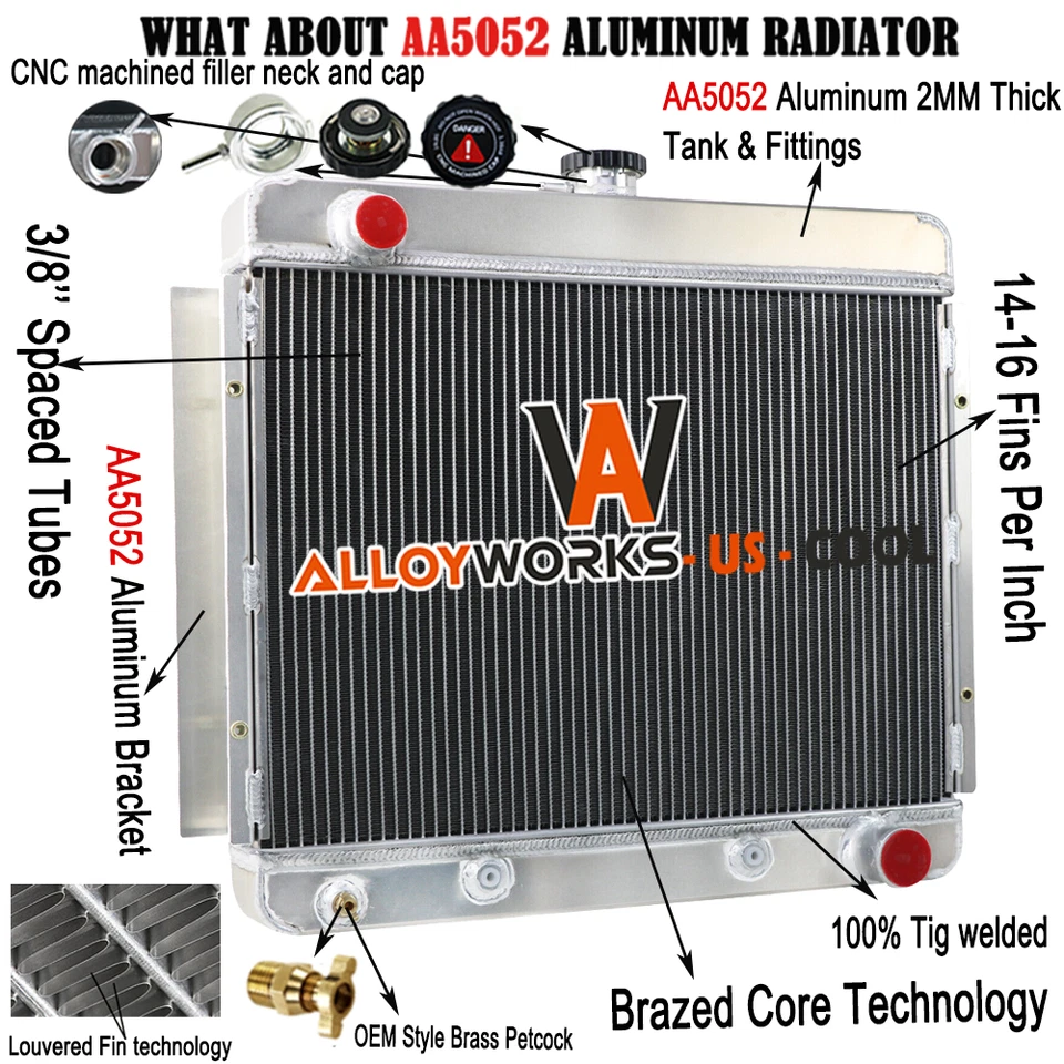 3 ROW RADIATOR FOR 1962-1967 65 CHEVROLET CHEVY II BASE NOVA 2.5/3.2/4.1/4.6/5.3 - Image 1 of 4