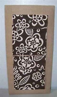 Brown & White Fabric Hawaii Leaf Damask Pocket Bulletin Board Memo Memory - Image 1 of 2