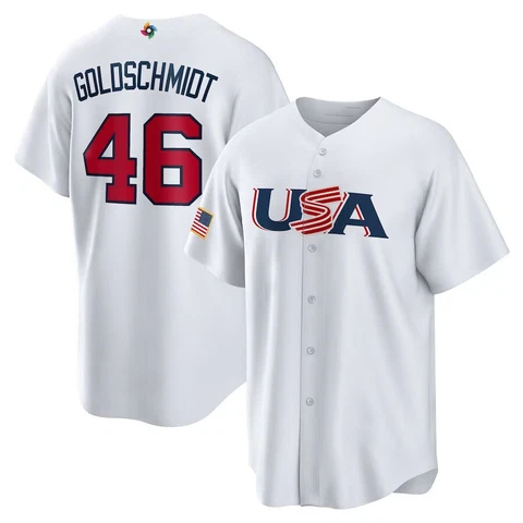 Paul Goldschmidt #46 USA White 2023 World Baseball Classic Printed Jersey Cover