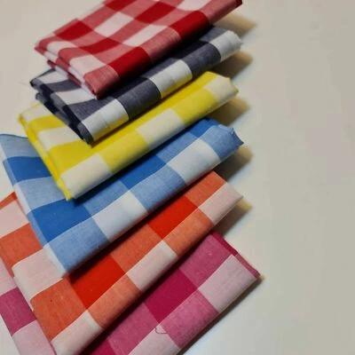 *Clearance* Poly Cotton 1" Gingham Check Fat Quarter Fabric Bundle of 6 Colours  - Image 1 of 3