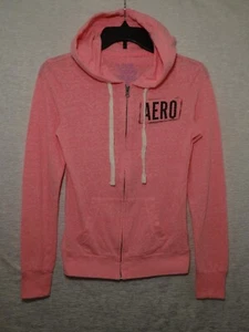 Aero Women's Size XS Pink Zip Up Hooded Sweatshirt w Drawstrings, Lightly Used - Picture 1 of 17