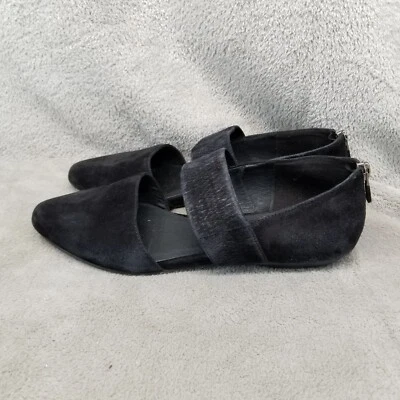 Eileen Fisher Shoes Womens Size 7 Black Suede Pointed Toe Back Zipper Flats - Image 1 of 4