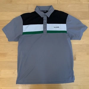 Travis Mathew Polo Golf Shirt Men’s L Large Short Sleeve Polyester Gray Green - Picture 1 of 9