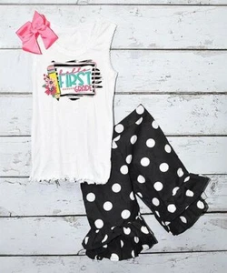 $59 Beary Basics White & Black Dot 'Hello First Grade' Tank Set Size 8 NWOT - Picture 1 of 1