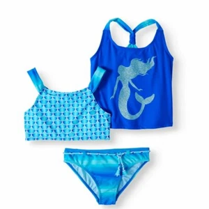 Wonder Nation Swim Set Girls' Size M Blue Glitter Mermaid 3-Piece         --F1-- - Picture 1 of 4