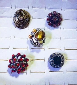 MENGE 5 KRISTALL COCKTAIL VERSTELLBARE RINGE - NEU!! - Bild 1 von 1
