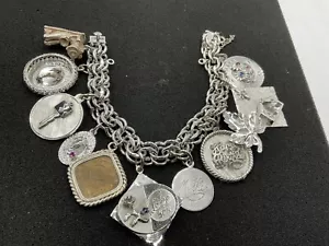 Antique / Vintage Sterling Silver Charm Bracelet. 85. g 11 charms - Picture 1 of 11