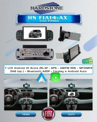 Autoradio Android No Plug&Play HardstoneHS-FIA14-AX LCD 7" para Fiat Panda - Imagen 1 de 2
