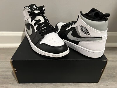 Nike Air Jordan 1 Mid Blanco Sombra Gris Negro 554724 073 Talla 8 Foto 1 de 4