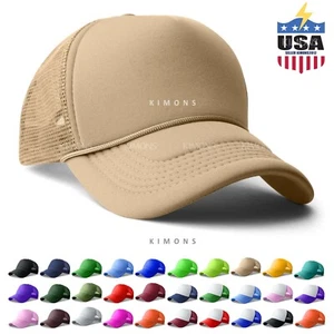 Trucker Hat Foam Mesh Baseball Cap Adjustable Snapback Army Solid Plain Men 3 - Picture 1 of 43